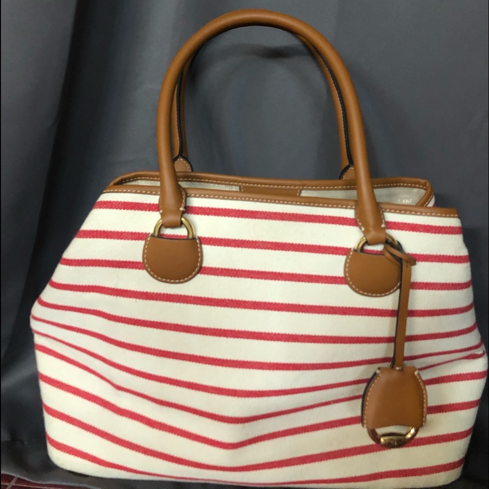White and Red Striped Ralph Lauren Purse